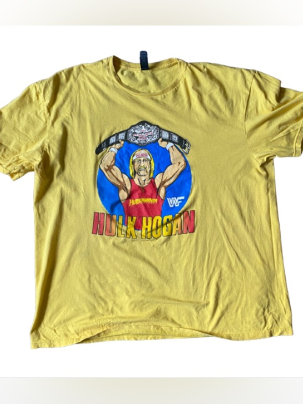 Gildan Yellow Hulk Hogan Graphic Tee with Blue & Red Print Size XXL